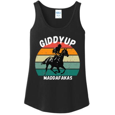 Derby Race Horse Funny Design Giddy Up Madafakas Ladies Essential Tank