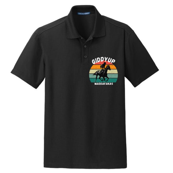 Derby Race Horse Funny Design Giddy Up Madafakas Dry Zone Grid Polo