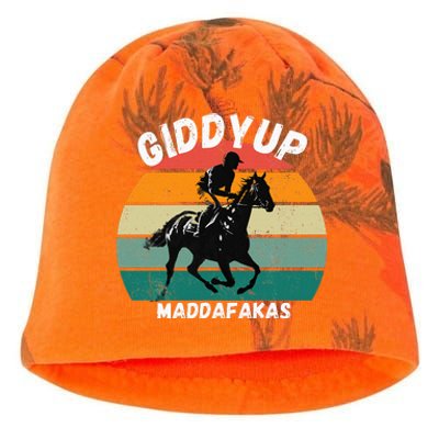 Derby Race Horse Funny Design Giddy Up Madafakas Kati - Camo Knit Beanie