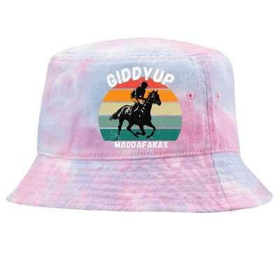 Derby Race Horse Funny Design Giddy Up Madafakas Tie-Dyed Bucket Hat