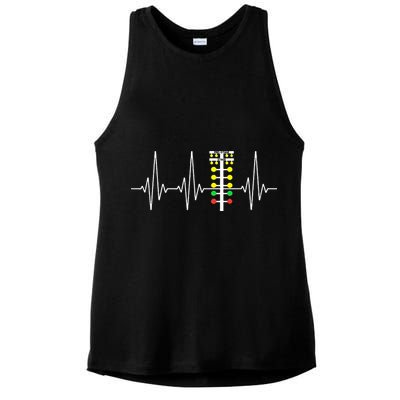 Drag Racer Heartbeat Drag Racing Race Track Light Tree Ladies PosiCharge Tri-Blend Wicking Tank