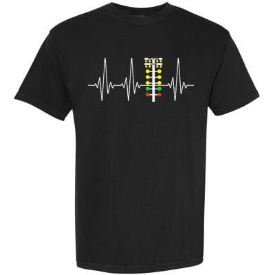 Drag Racer Heartbeat Drag Racing Race Track Light Tree Garment-Dyed Heavyweight T-Shirt