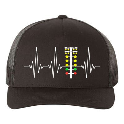 Drag Racer Heartbeat Drag Racing Race Track Light Tree Yupoong Adult 5-Panel Trucker Hat