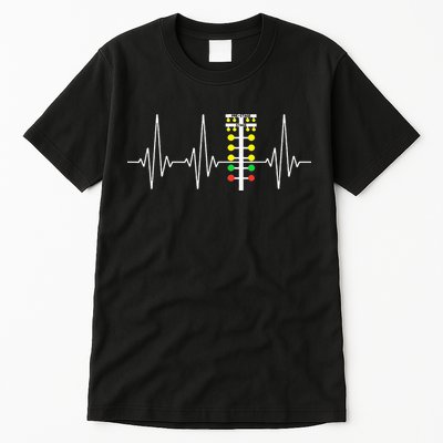 Drag Racer Heartbeat Drag Racing Race Track Light Tree Tall T-Shirt