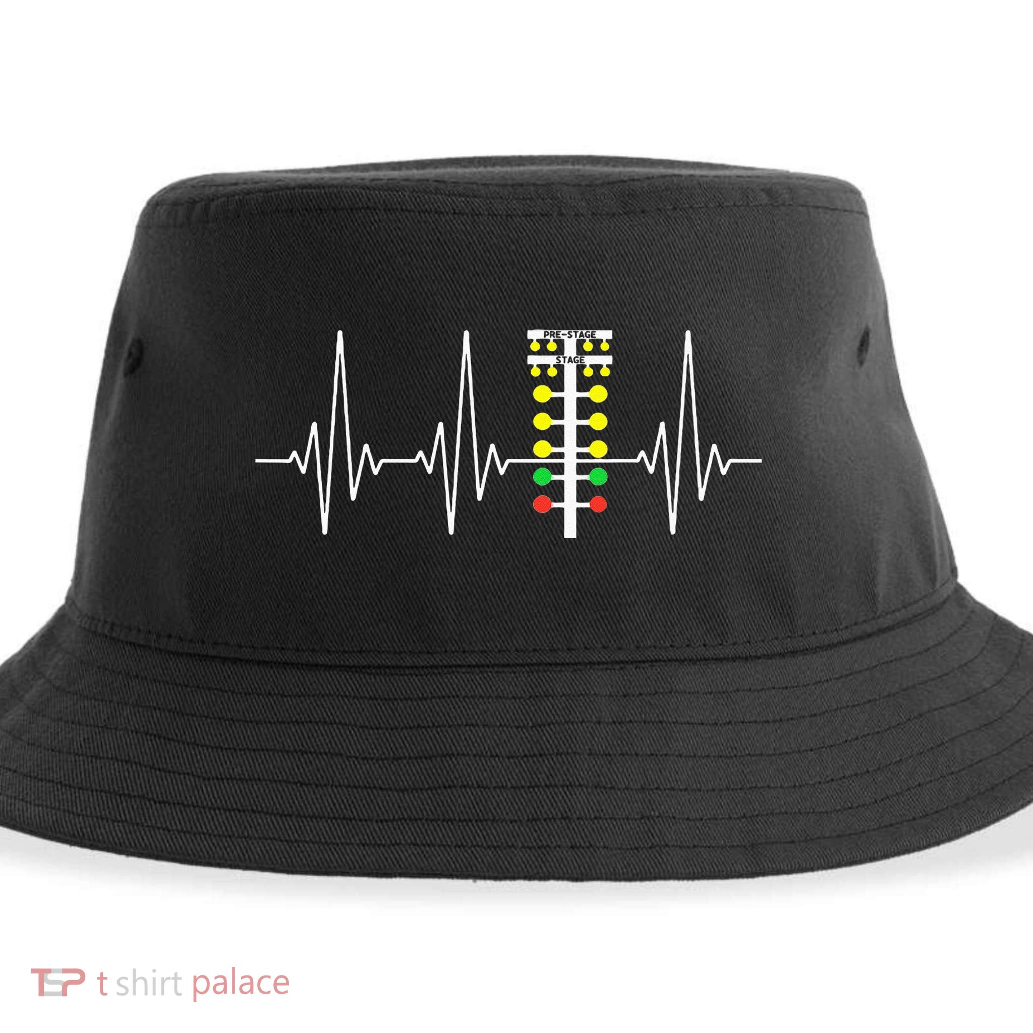 Drag Racer Heartbeat Drag Racing Race Track Light Tree Sustainable Bucket Hat