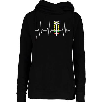 Drag Racer Heartbeat Drag Racing Race Track Light Tree Womens Funnel Neck Pullover Hood