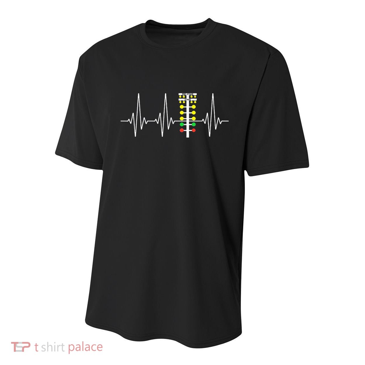Drag Racer Heartbeat Drag Racing Race Track Light Tree Youth Performance Sprint T-Shirt