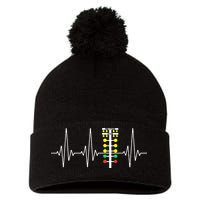 Drag Racer Heartbeat Drag Racing Race Track Light Tree Pom Pom 12in Knit Beanie