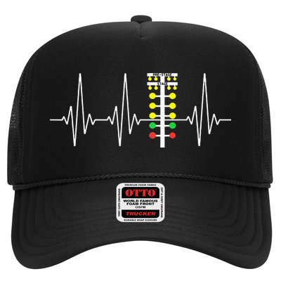 Drag Racer Heartbeat Drag Racing Race Track Light Tree Trucker Hat