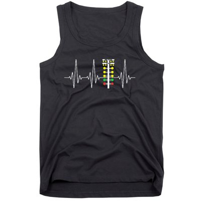 Drag Racer Heartbeat Drag Racing Race Track Light Tree Tank Top