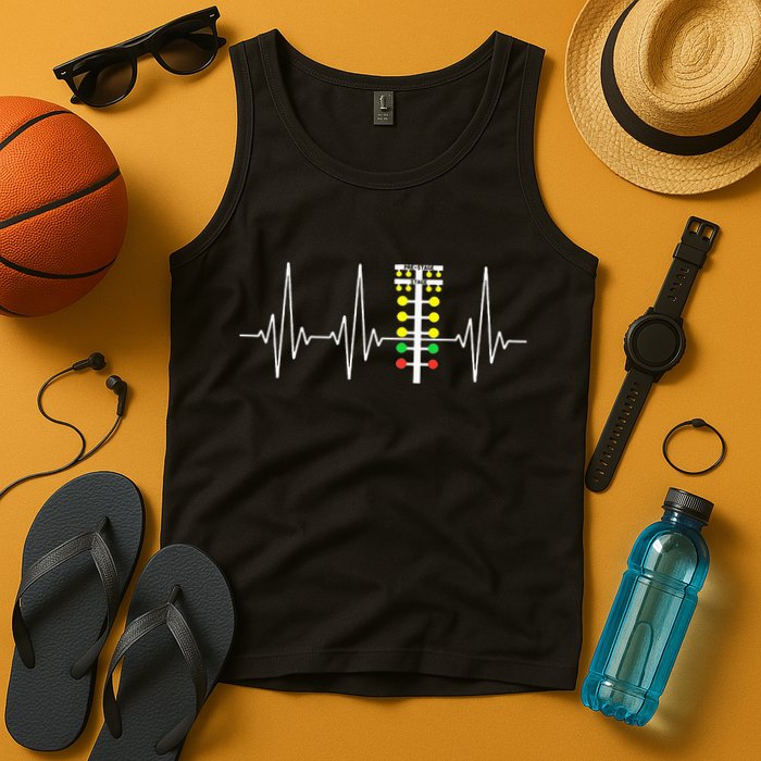 Drag Racer Heartbeat Drag Racing Race Track Light Tree Tank Top