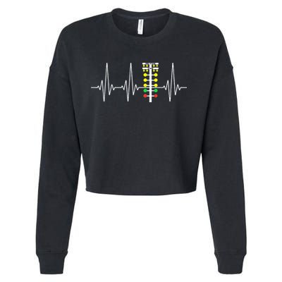 Drag Racer Heartbeat Drag Racing Race Track Light Tree Cropped Pullover Crew