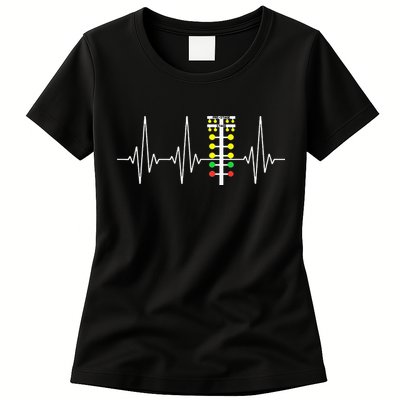 Drag Racer Heartbeat Drag Racing Race Track Light Tree Womens T-Shirt