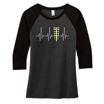 Drag Racer Heartbeat Drag Racing Race Track Light Tree Women's Tri-Blend 3/4-Sleeve Raglan Shirt