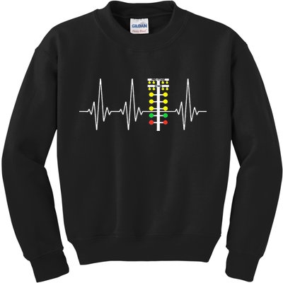 Drag Racer Heartbeat Drag Racing Race Track Light Tree Kids Sweatshirt