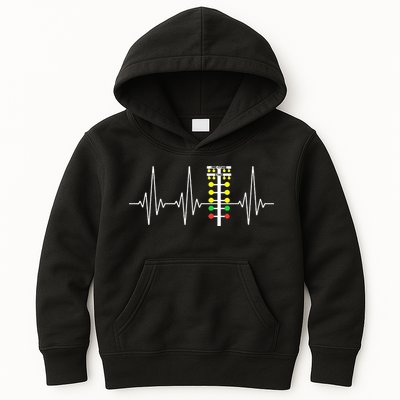 Drag Racer Heartbeat Drag Racing Race Track Light Tree Kids Hoodie