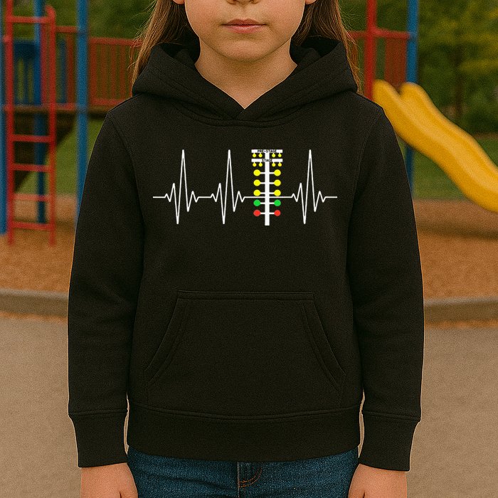 Drag Racer Heartbeat Drag Racing Race Track Light Tree Kids Hoodie