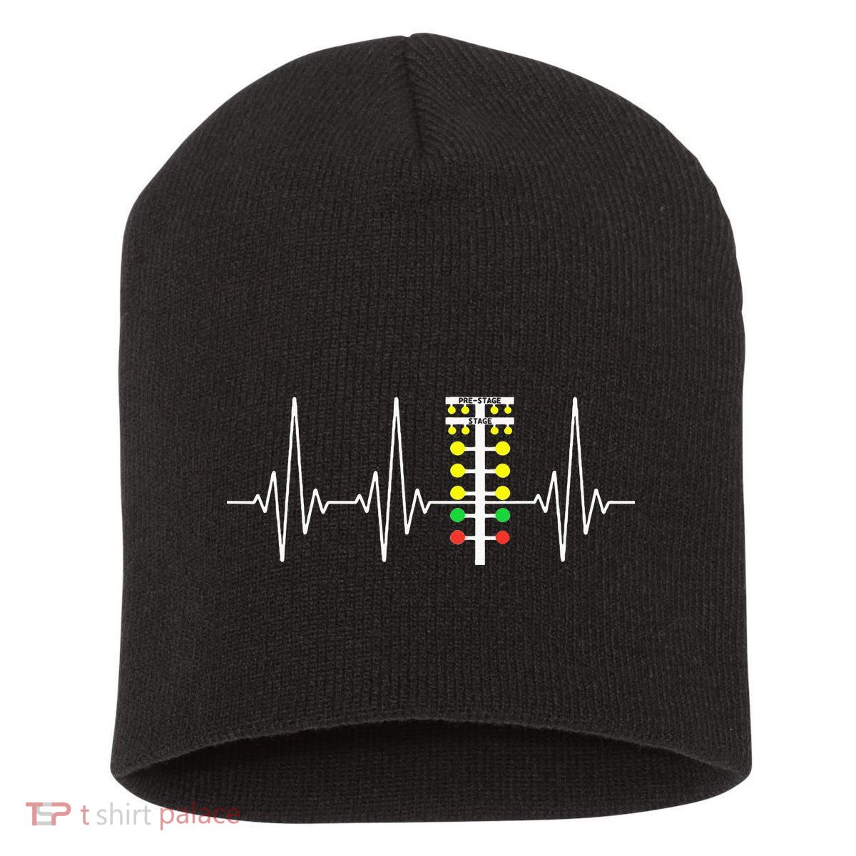 Drag Racer Heartbeat Drag Racing Race Track Light Tree Short Acrylic Beanie