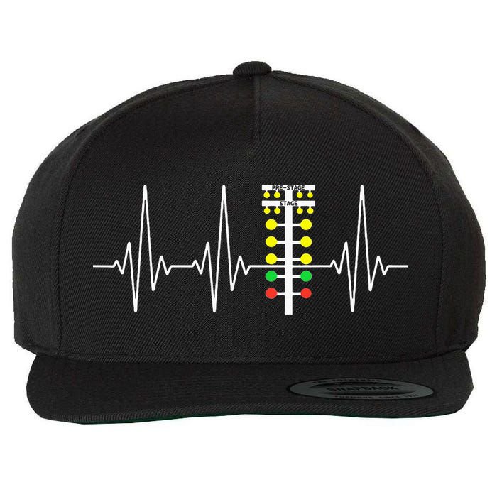 Drag Racer Heartbeat Drag Racing Race Track Light Tree Wool Snapback Cap