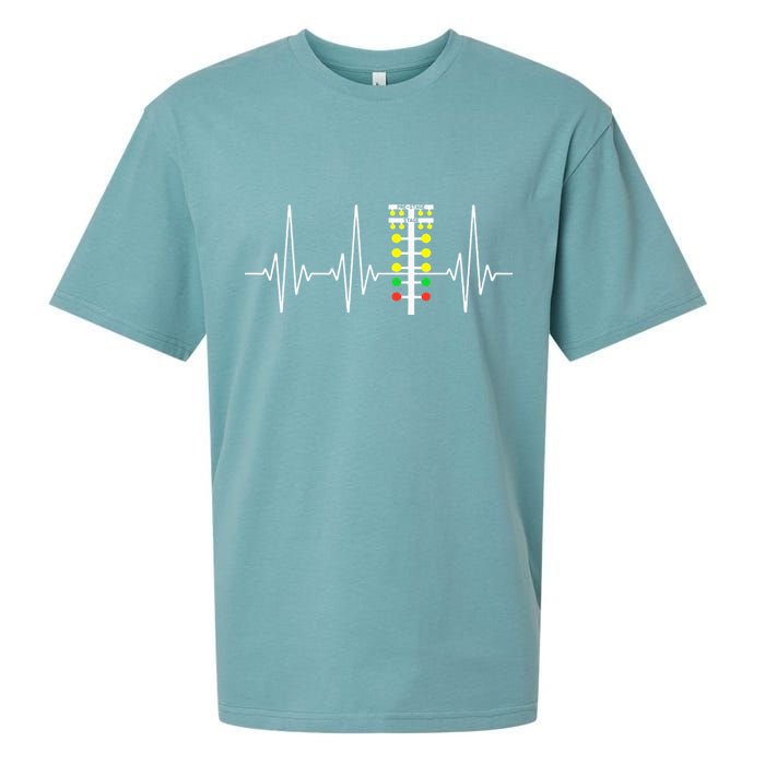 Drag Racer Heartbeat Drag Racing Race Track Light Tree Sueded Cloud Jersey T-Shirt