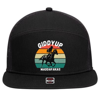 Derby Race Horse Funny Design Giddy Up Madafakas 7 Panel Mesh Trucker Snapback Hat