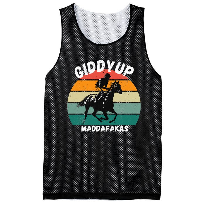 Derby Race Horse Funny Design Giddy Up Madafakas Mesh Reversible Basketball Jersey Tank