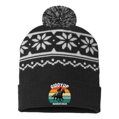 Derby Race Horse Funny Design Giddy Up Madafakas USA-Made Snowflake Beanie