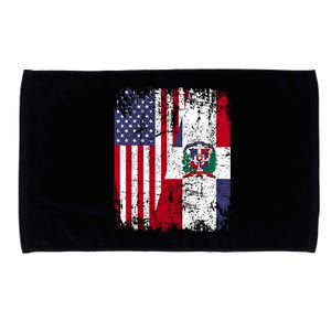 Dominican Roots Half American Flag Dominican Flag Gift Microfiber Hand Towel