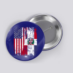 Dominican Roots Half American Flag Dominican Flag Gift Button