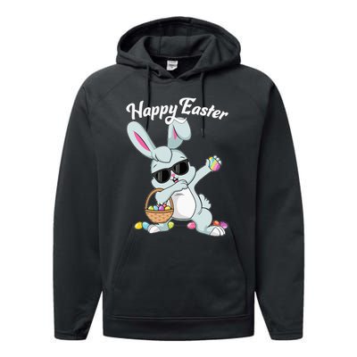 Dabbing Rabbit Happy Easter Day Eggs Dab Performance Fleece Hoodie