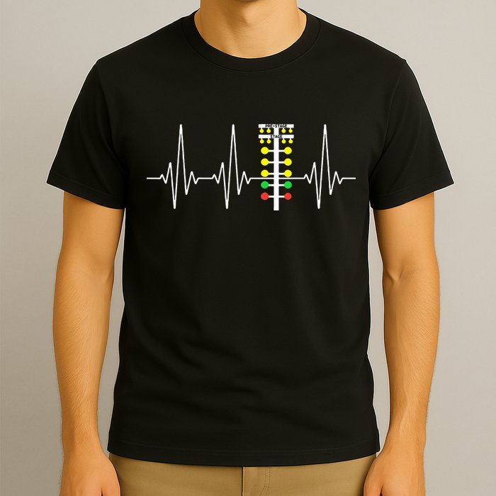 Drag Racer Heartbeat Drag Racing Race Track Light Tree T-Shirt