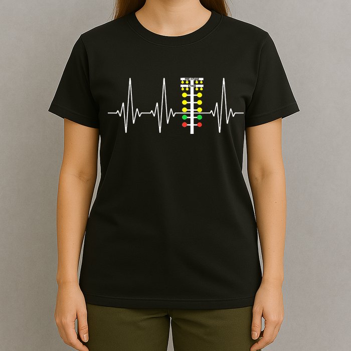 Drag Racer Heartbeat Drag Racing Race Track Light Tree T-Shirt