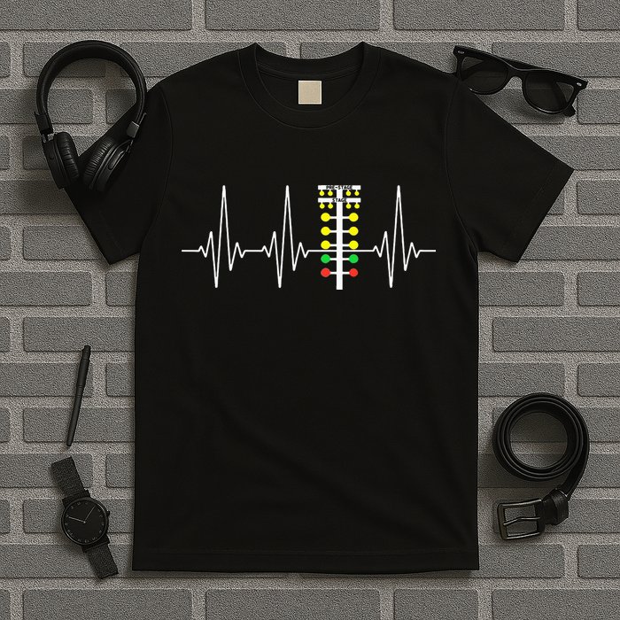 Drag Racer Heartbeat Drag Racing Race Track Light Tree T-Shirt
