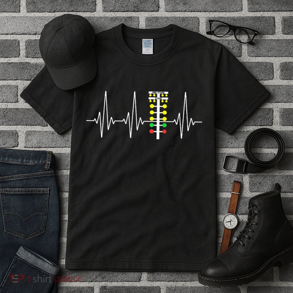 Drag Racer Heartbeat Drag Racing Race Track Light Tree Tall T-Shirt