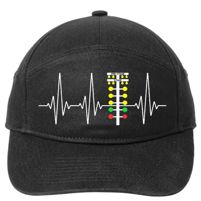 Drag Racer Heartbeat Drag Racing Race Track Light Tree 7-Panel Snapback Hat