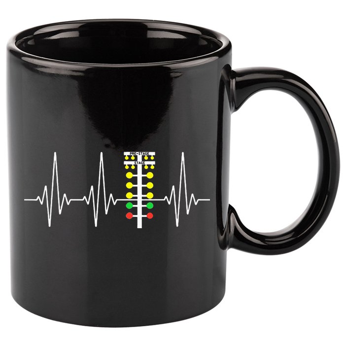 Drag Racer Heartbeat Drag Racing Race Track Light Tree 11oz C Handle Ceramic Mug
