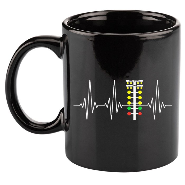 Drag Racer Heartbeat Drag Racing Race Track Light Tree 11oz C Handle Ceramic Mug