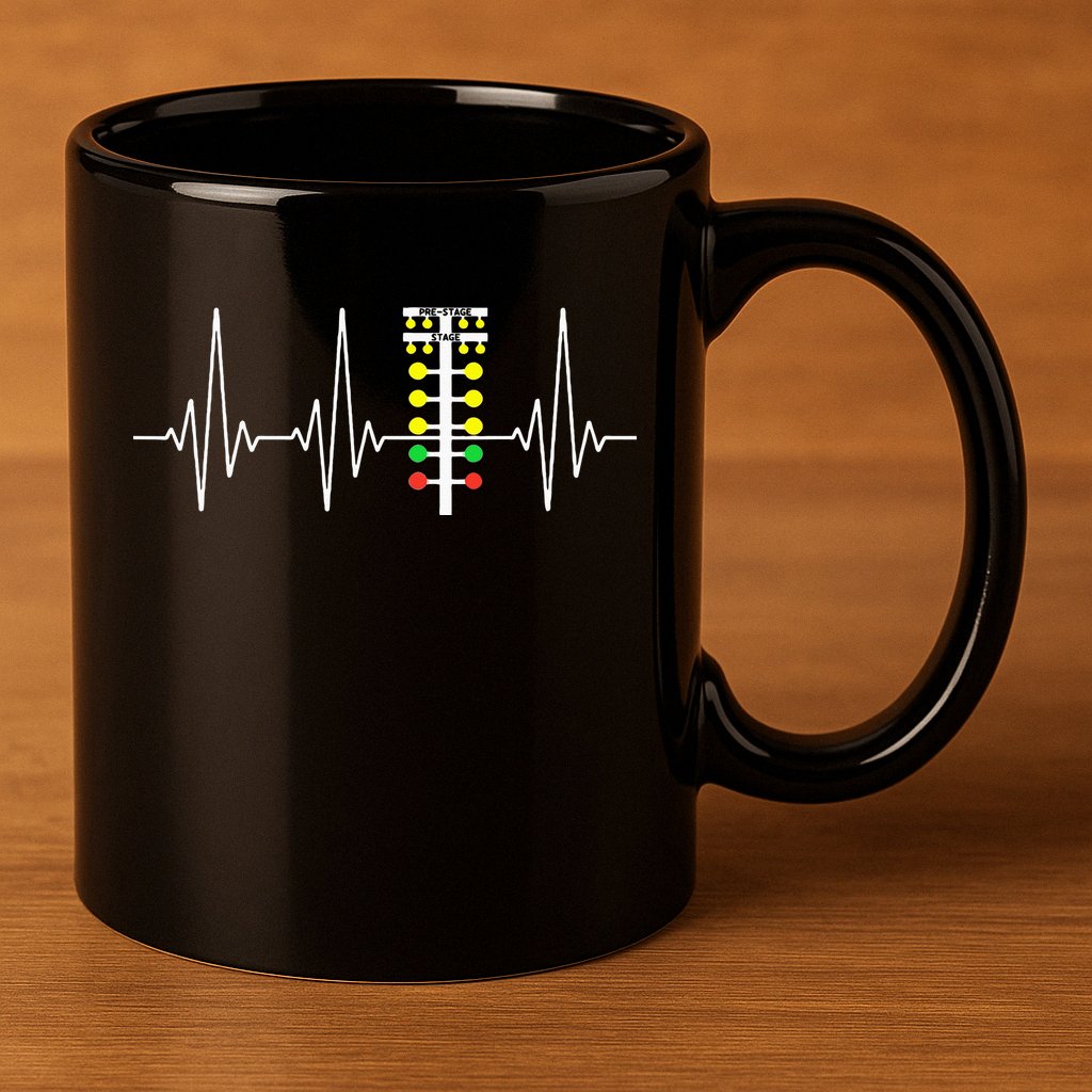 Drag Racer Heartbeat Drag Racing Race Track Light Tree 11oz C Handle Ceramic Mug