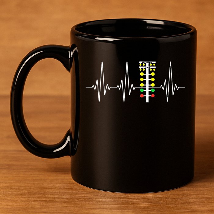 Drag Racer Heartbeat Drag Racing Race Track Light Tree 11oz C Handle Ceramic Mug