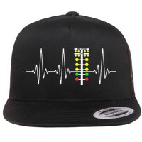 Drag Racer Heartbeat Drag Racing Race Track Light Tree Flat Bill Trucker Hat