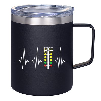 Drag Racer Heartbeat Drag Racing Race Track Light Tree 12oz Stainless Steel Coffee Mug