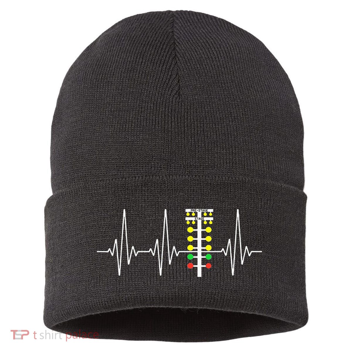 Drag Racer Heartbeat Drag Racing Race Track Light Tree Sustainable Knit Beanie
