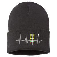 Drag Racer Heartbeat Drag Racing Race Track Light Tree Sustainable Knit Beanie