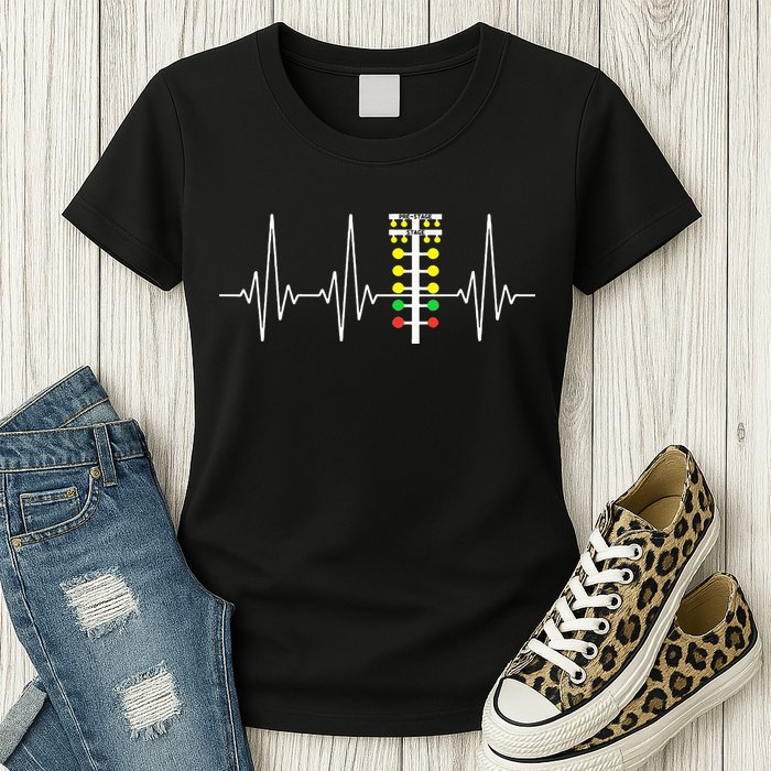 Drag Racer Heartbeat Drag Racing Race Track Light Tree Womens T-Shirt