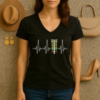 Drag Racer Heartbeat Drag Racing Race Track Light Tree Women's V-Neck T-Shirt