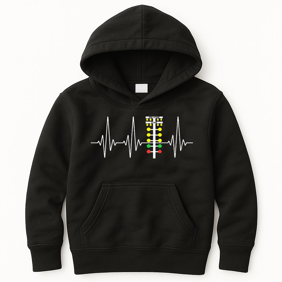 Drag Racer Heartbeat Drag Racing Race Track Light Tree Kids Hoodie
