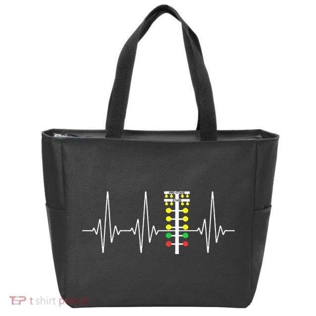 Drag Racer Heartbeat Drag Racing Race Track Light Tree Zip Tote Bag