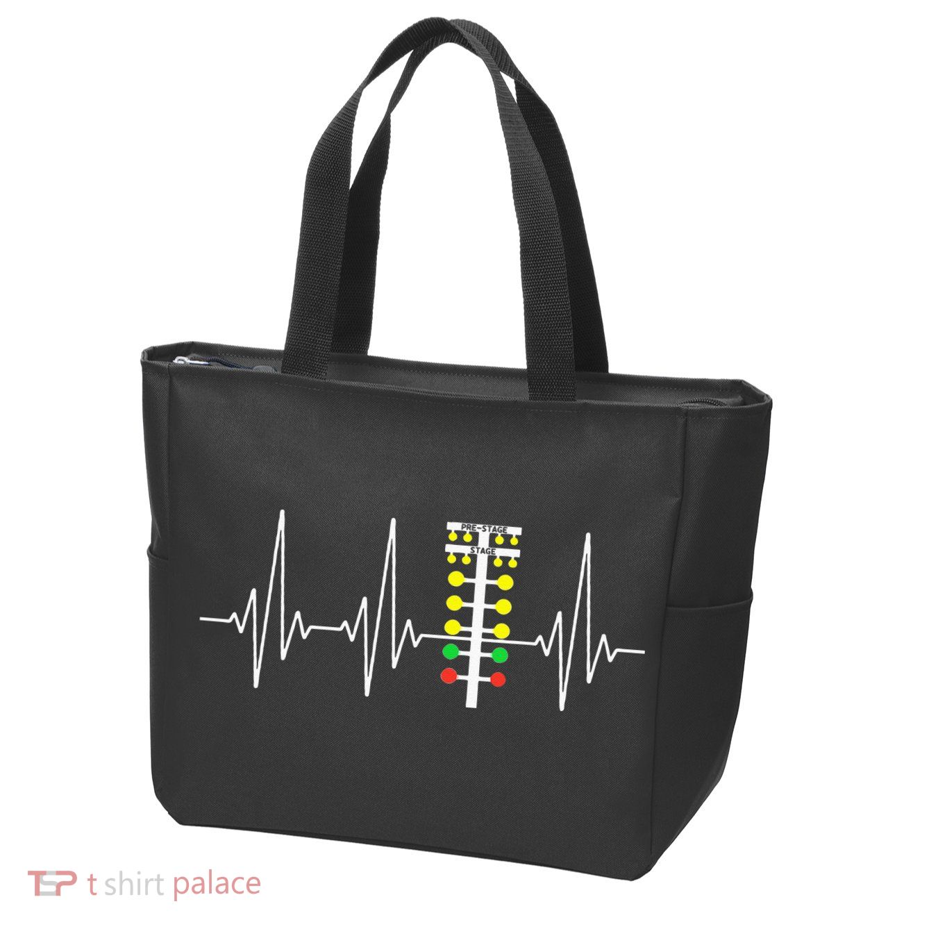 Drag Racer Heartbeat Drag Racing Race Track Light Tree Zip Tote Bag