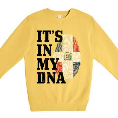 Dominican Republic It's In My Dna Dominican Flag Pride Cute Gift Premium Crewneck Sweatshirt