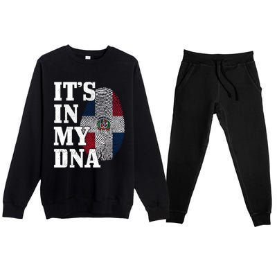 Dominican Republic It's In My Dna Dominican Flag Pride Cute Gift Premium Crewneck Sweatsuit Set